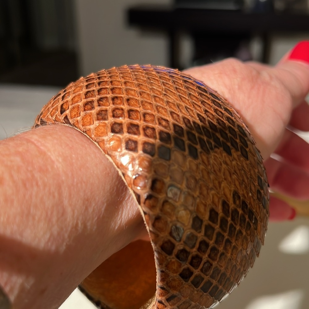 2inch Wide Bangle Bracelet Genuine Python Vintage… - image 2